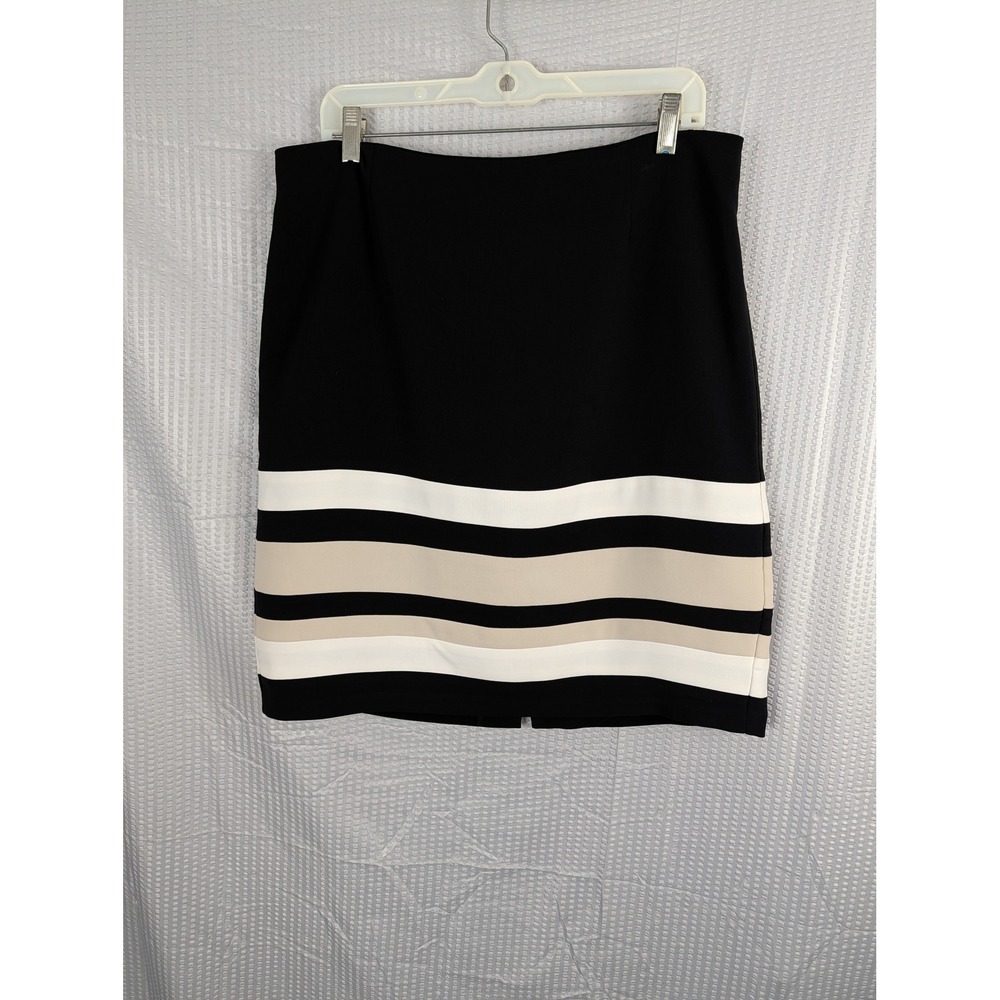 Tribal Womens Black Striped Colorblock Pencil Skirt Size 12 Career Professional